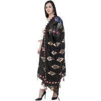 Thumbnail for A R Silk Silk Peacock Multi Fancy Dupatta Color Black Dupatta or Chunni