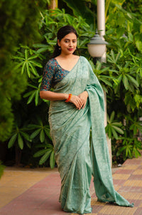 Thumbnail for Rama Jute Silk Woven Design Saree with Unstitched Blouse - A2M