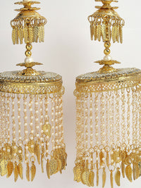 Thumbnail for NVR Women's Pack Of 2 Gold Plated Kundan Bridal Heavy Kaleera Sets