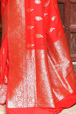 Thumbnail for Joban Fashion Red Handwoven & Zari Work Soft Pure Handloom Banarasi Silk Saree