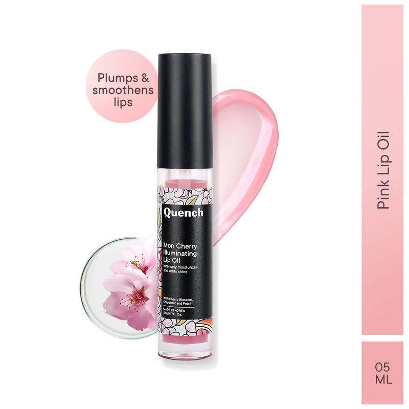Quench Illuminating Lip Oil with Cherry Blossom & Pearl Extracts For Shiny Hydrated Lips