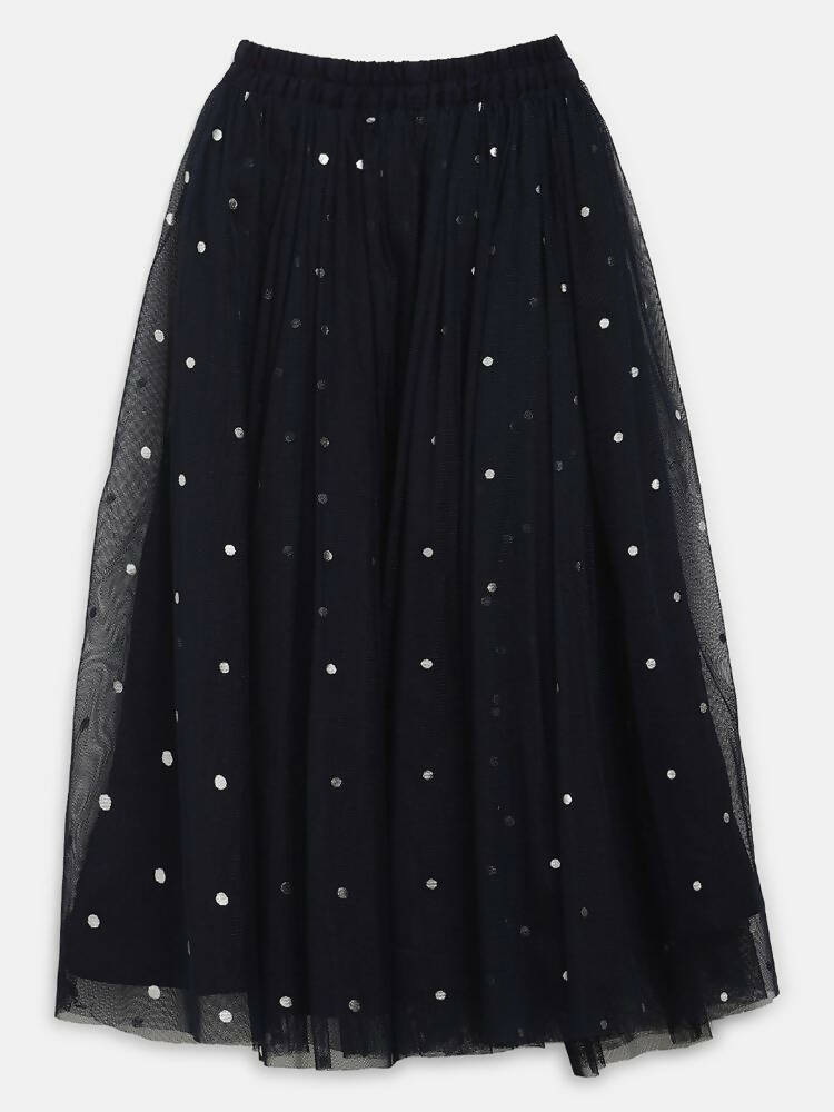 Ahalyaa Navy Blue Net Asymmetric Kids Top With Skirt For Girls - Distacart
