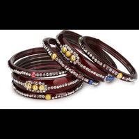 Thumbnail for Afast Bridal Wedding & Party Fashionable Colorful Glass Bangle/Kada Set, Pack Of 12 - Blue, Maroon - Distacart