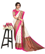 Thumbnail for Vamika white & pink Printed Art Silk Saree - Distacart