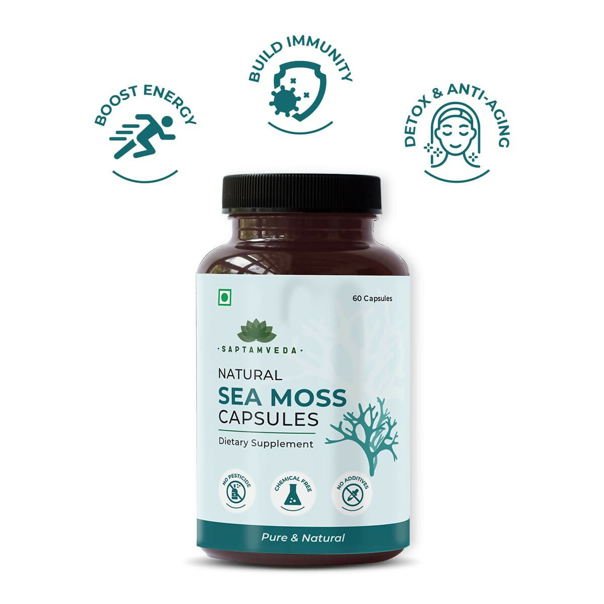 Saptamveda Irish Sea Moss 500mg Capsules - Distacart