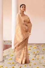 Thumbnail for Joban Fashion Gold Banarasi Kora Tissue Pure Handloom Banarasi Silk Saree