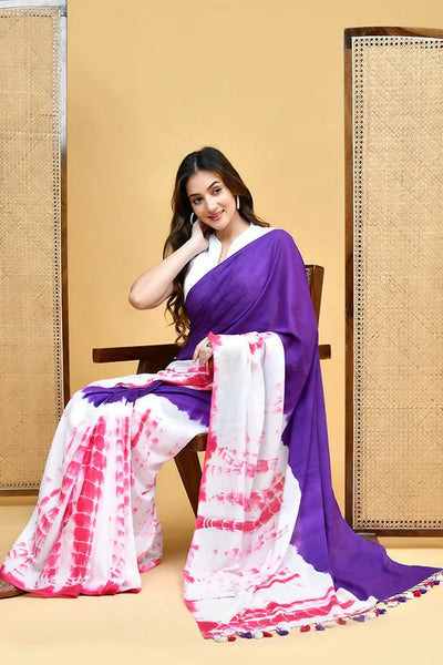 Exclusive Collection Violet Pink Beautiful Super Soft Most Comfortable Pure Mul Cotton Saree