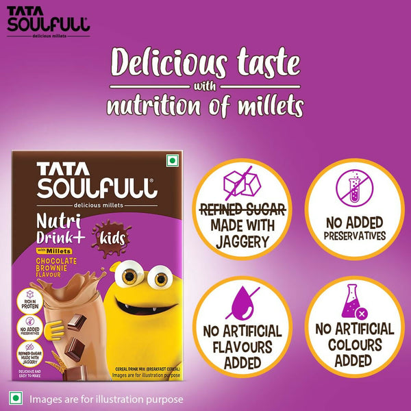 Tata Soulfull Nutri Drink+ For Kids With Millets - Chocolate Brownie Flavor - Distacart
