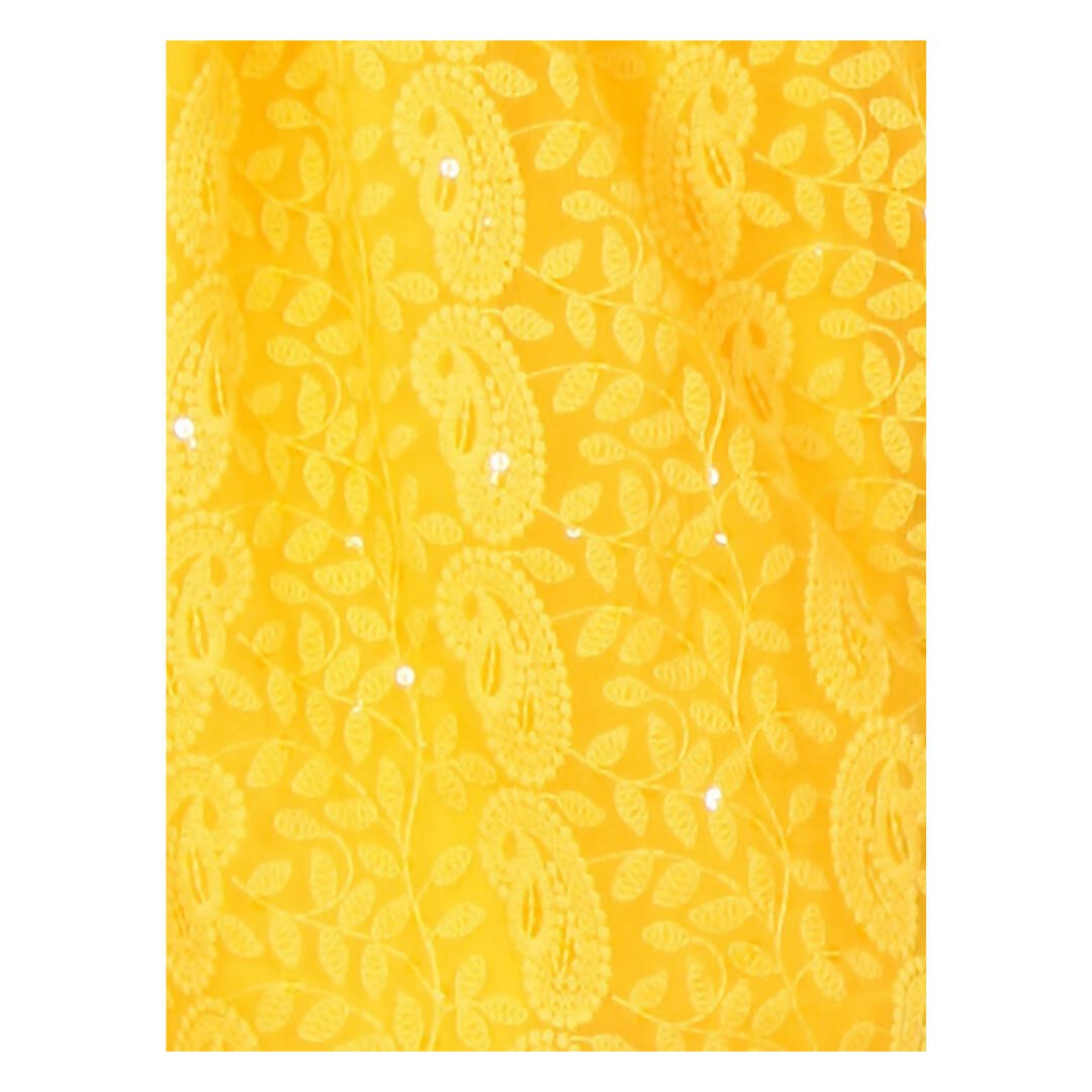 Akarshan viscose Lukhnowi Chikankari Anarkali kurta with Leggings - Yellow - Distacart