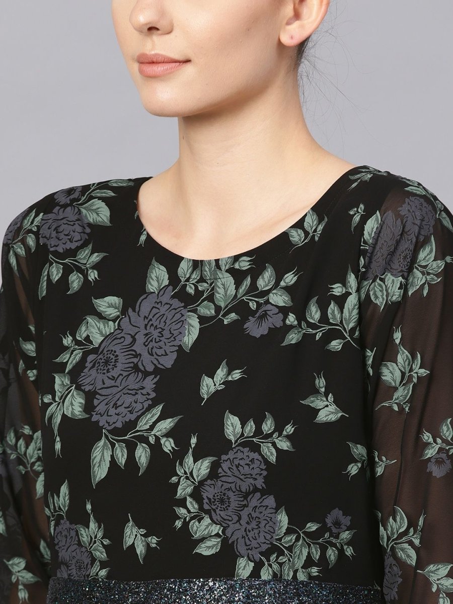Ahalyaa Black Georgette Anarkali Kurta With Dupatta