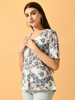 Thumbnail for Myshka Women's White Printed Party Top - Distacart