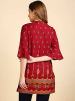 Thumbnail for Anubhutee Maroon & Golden Printed Straight Kurti - Distacart