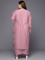 Thumbnail for Sztori Plus Size Ethnic Motifs Embroidered Mirror Work Straight Kurta & Trousers & Dupatta - Distacart