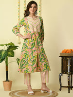 Thumbnail for Myshka Women's Multi Pure Cotton Kurta & Palazzos With Dupatta Party Sets - Distacart