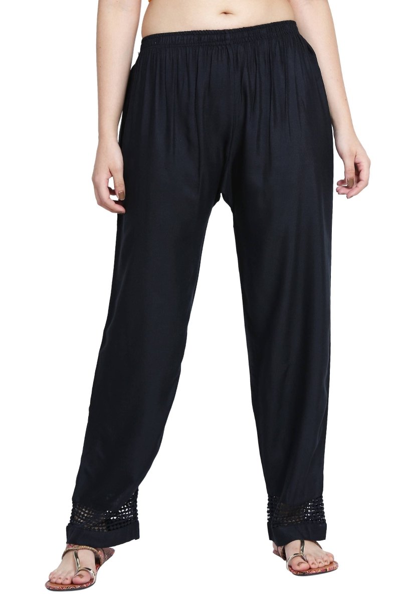 Asmaani Black Color Plain Lace Palazzo