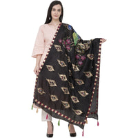 Thumbnail for A R Silk Silk Peacock Multi Fancy Dupatta Color Black Dupatta or Chunni