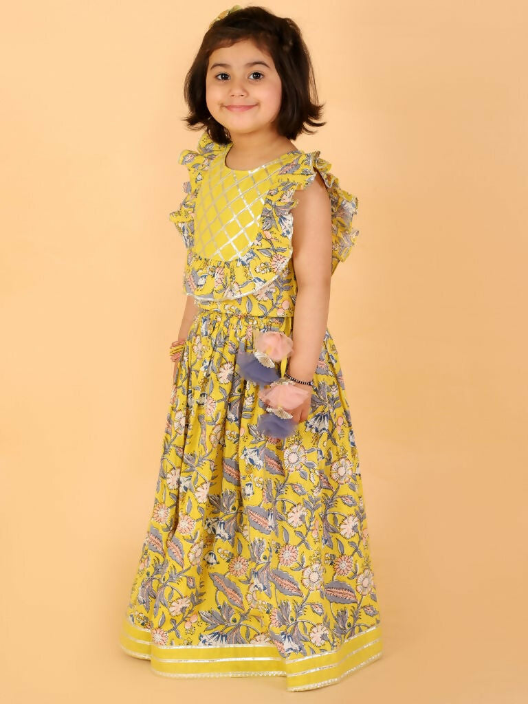 Lil Drama Girls Choli with Ghaghra Set - Yellow - Distacart