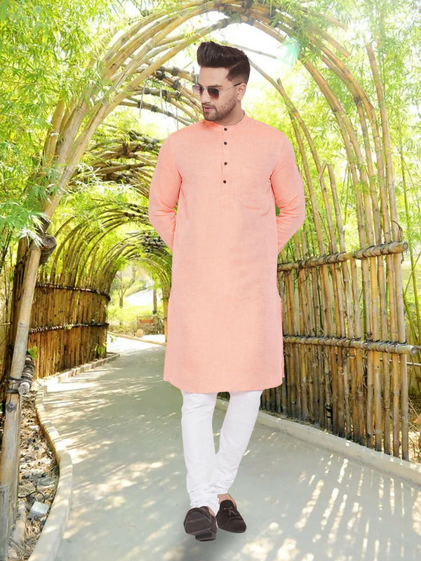Even Apparels Men's Pure Cotton Orange Kurta - Distacart