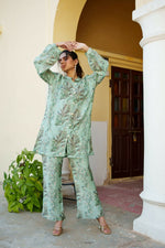 Thumbnail for Vaasva Women Sky Blue Muslin Embroidered Shirt & Pant Set - Distacart