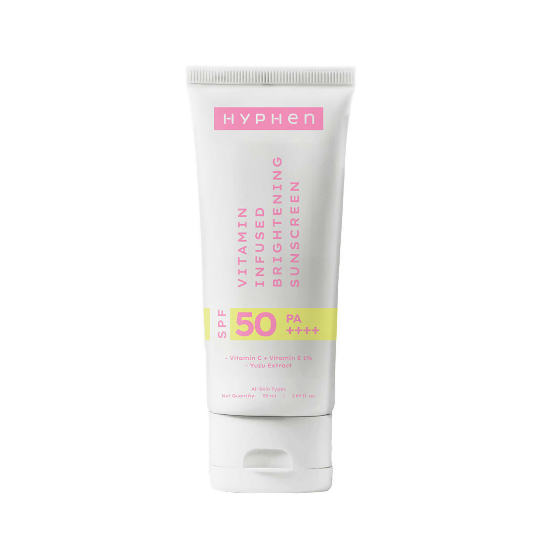 Hyphen By Kriti Sanon Vitamin Infused Brightening Sunscreen SPF 50 PA++++, Brightenens Skin, Reduces Dark spots & Pigmentation, No White Cast