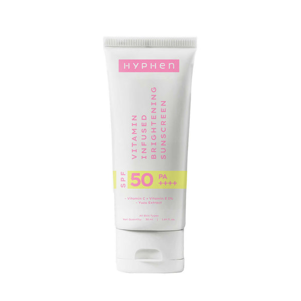 Hyphen By Kriti Sanon Vitamin Infused Brightening Sunscreen SPF 50 PA++++, Brightenens Skin, Reduces Dark spots & Pigmentation, No White Cast