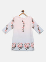 Thumbnail for Ahalyaa Pink Crepe Floral Print Kids Kurta Sharara Set With Dupatta For Girls - Distacart