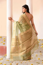 Thumbnail for Joban Fashion Green Pure Banarasi Tissue Saree