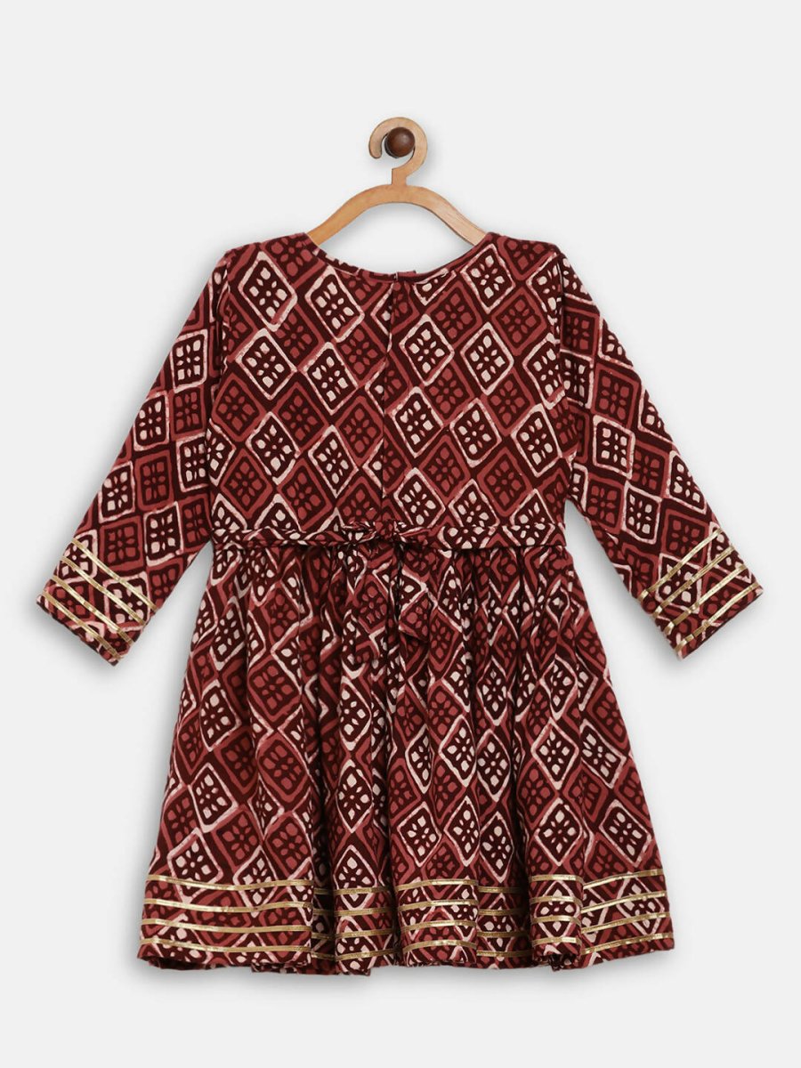 Ahalyaa Maroon Rayon Printed Kurta Palazzo Sets for Kids For Girls - Distacart
