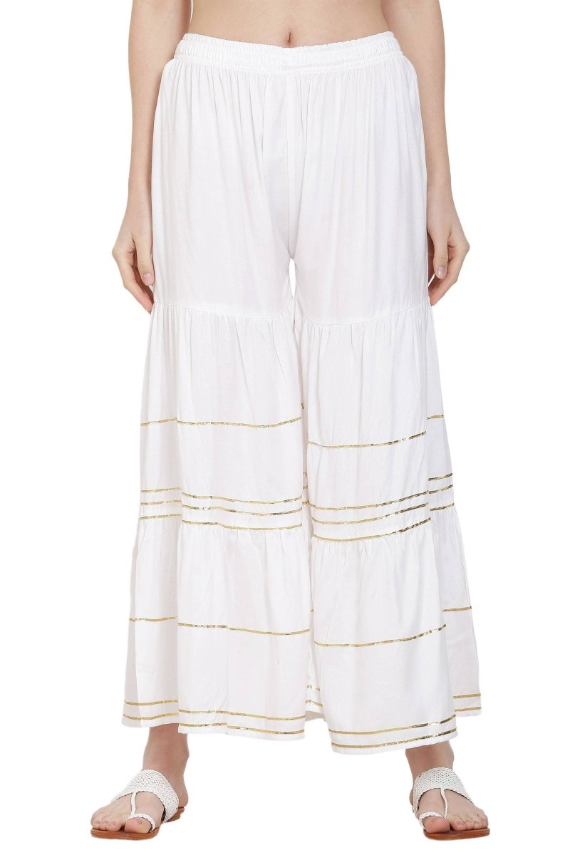 Asmaani White Color Golden Gota Patti Gharara