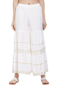 Thumbnail for Asmaani White Color Golden Gota Patti Gharara