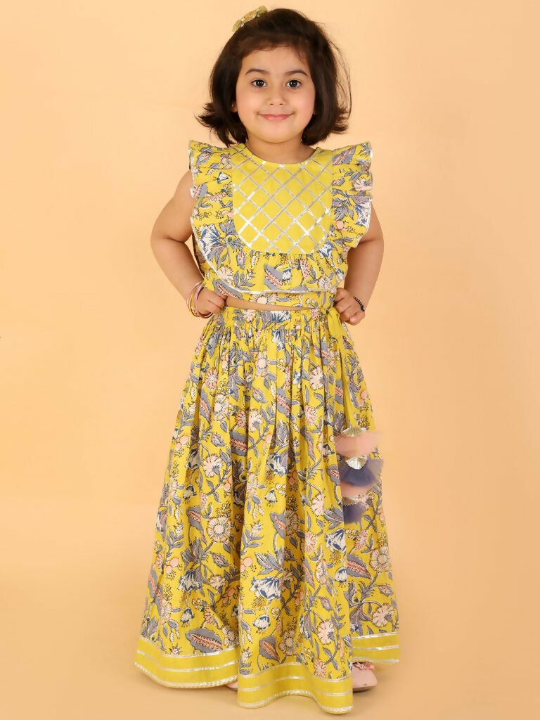Lil Drama Girls Choli with Ghaghra Set - Yellow - Distacart
