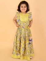 Thumbnail for Lil Drama Girls Choli with Ghaghra Set - Yellow - Distacart