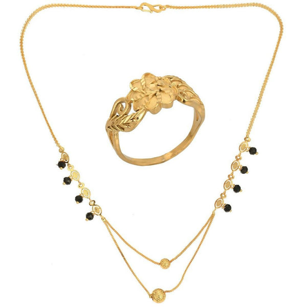 AanyaCentric Gold-plated Mangalsutra & Ring Set - Distacart