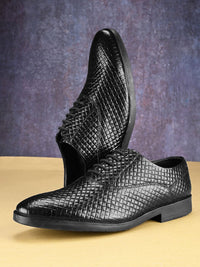 Thumbnail for House of Pataudi Men leather Textured Formal Oxfords Shoes