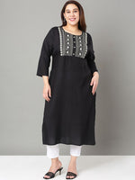 Thumbnail for Sztori Floral Embroidered Yoke Design Sequined Straight Kurta - Distacart