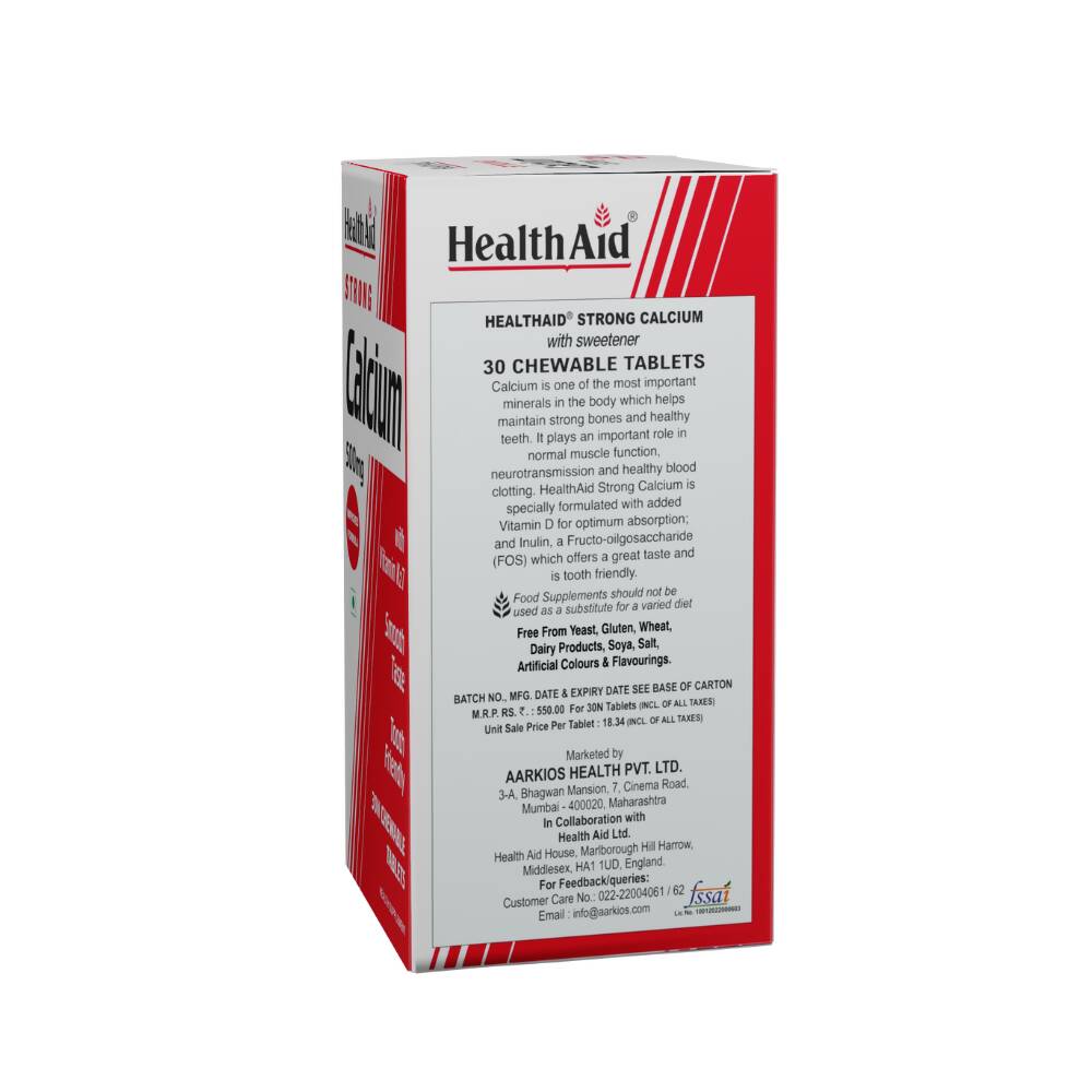 HealthAid Strong Calcium 500 mg Chewable Tablets - Distacart