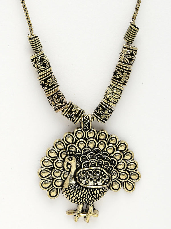 NVR Women's Gold-Plated Peacock Design Pendant with Chain - Distacart