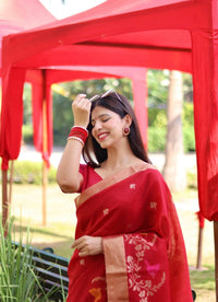 Thumbnail for Aastha Fashion Red Thread Woven Cotton Silk Saree with Blouse - Distacart