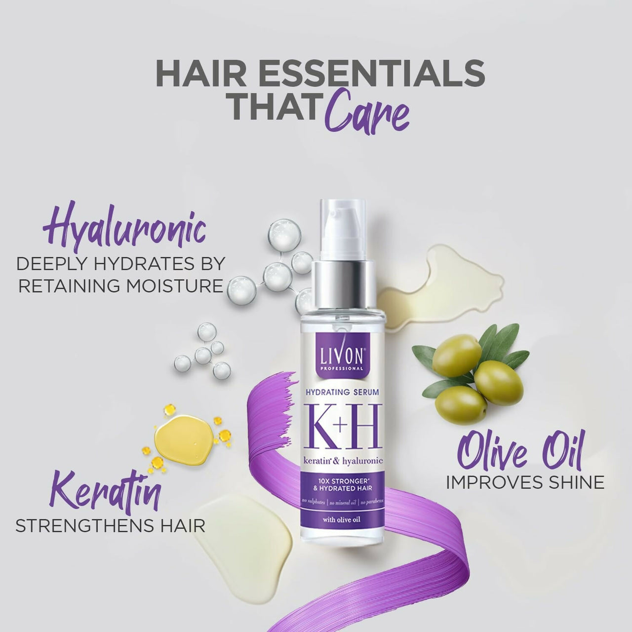 Livon Professional Hydrating Serum With Keratin, Hyaluronic & Olive Oil - Distacart