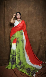 Thumbnail for Exclusive Collection Red Green Beautiful Super Soft Most Comfortable Pure Mul Cotton Saree