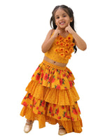 Thumbnail for Lil Drama Genda Phool Mustard Choli and Lehanga Set For Girls