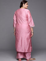 Thumbnail for Sztori Plus Size Geometric Embroidered Mirror Work Straight Kurta with Trousers - Distacart