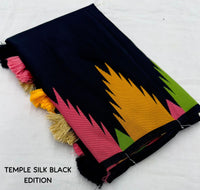 Thumbnail for Black Polycotton Woven Design Saree with Unstitched Blouse - A2M