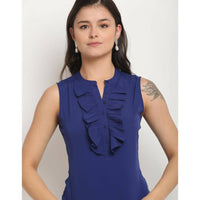 Thumbnail for Aastha Fashion Women's Royal Blue Polyester Solid Casual Top - Distacart