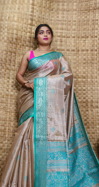 Exclusive Collection Light Coffee Beautiful Tissue Benarasi Saree