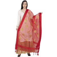 Thumbnail for A R SILK TISSUE ZARI EMB. Fancy Dupatta Mehroon Color Dupatta or Chunni