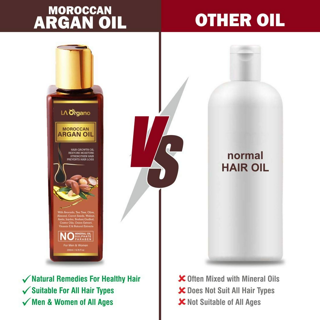 LA Organo Moroccan Argan Hair Oil - Distacart