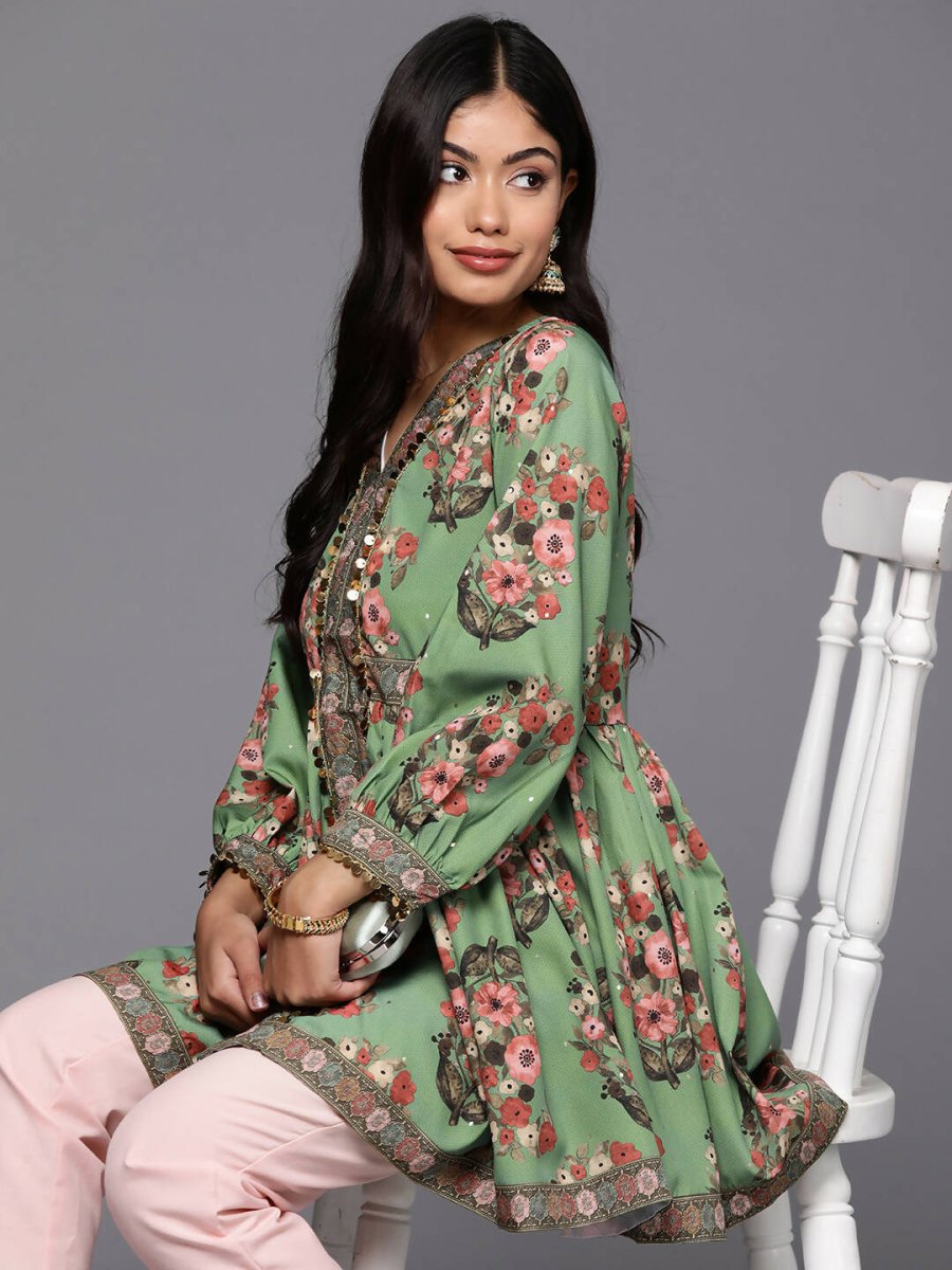 Ahalyaa Women's Traditional wear Tunic - Green - Distacart