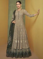 Thumbnail for Vegaa Fashion Beige Georgette Embroidery Anarkali Salwar Kameez