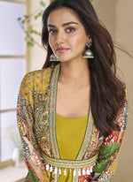 Thumbnail for Vegaa Fashion Mustard Georgette Embroidered Gown With Silk Sturg